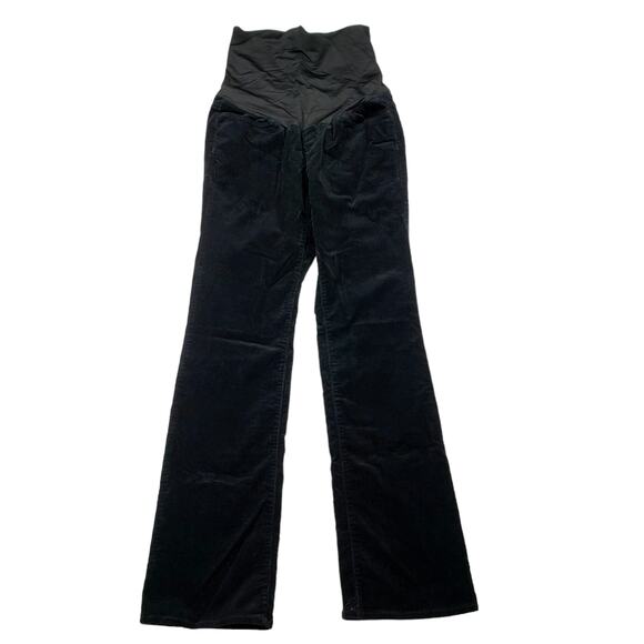 Loft‎ 4 Maternity Corduroy Velvet Pants Women Black Extremely High Rise Elastic - Picture 1 of 11